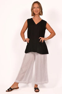 CATHERINE SLEEVLESS VNECK LINEN TOP