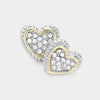 14K PLATED ROPE EDGE HEART STUDS