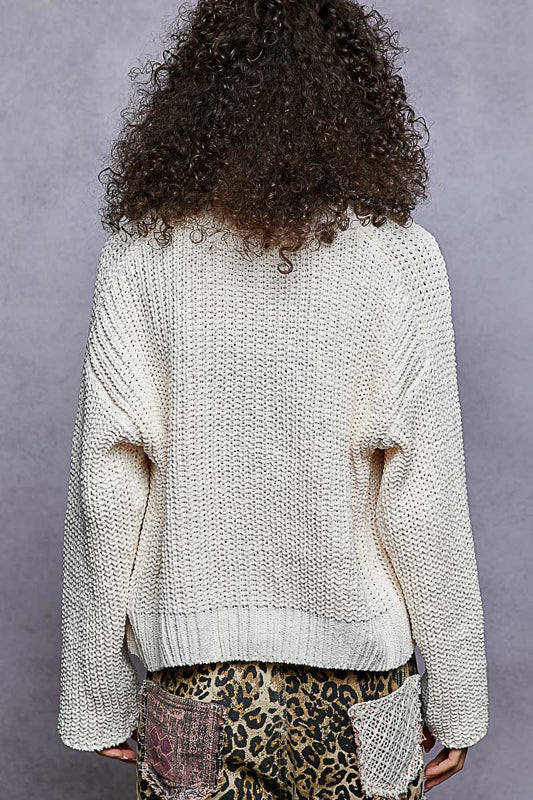 POL CARDIGAN FLWER BTNS