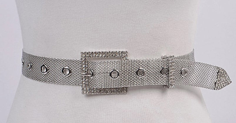 RHINESTONE SQUARE BUCKLE BELT
