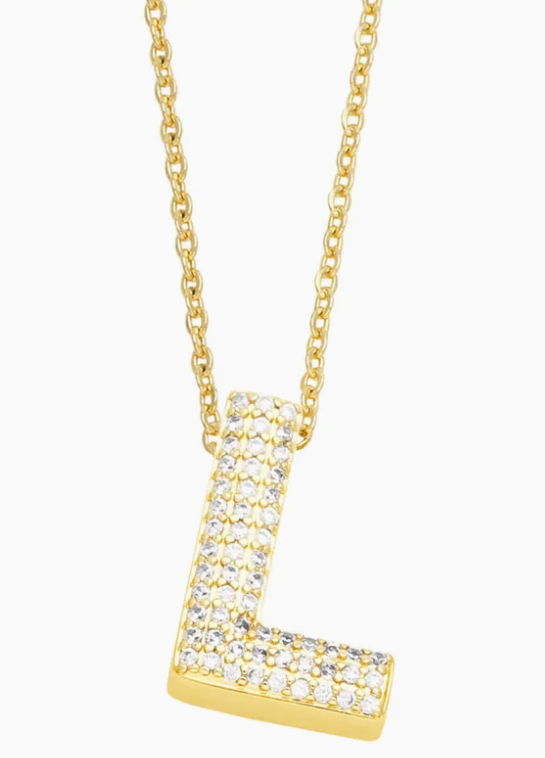 RHINESTONE LETTER INITIAL NECKLACE