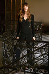 RIBKO JUMPSUIT WIDE LEG SILKY KNIT - BLACK - 8