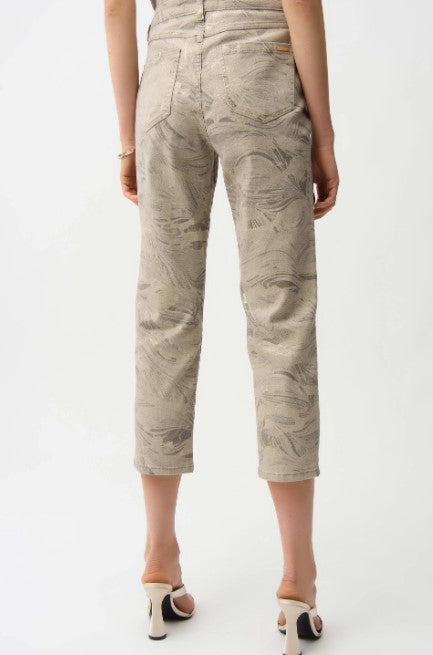 JOSEPH RIBKOFF BRUSH PRINT CROP PANT