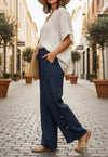 CATHERINE LILYWHITE LINEN PANTS WITH 2 BUTTONS