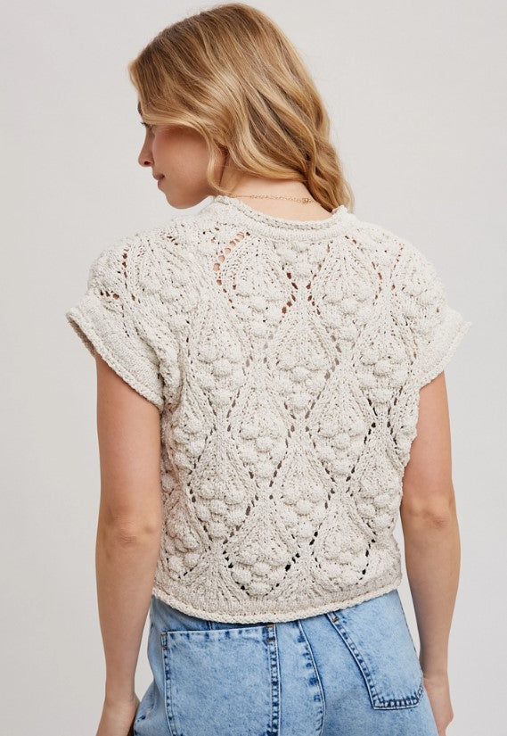 BLUIVY SWEATER KNIT SHORT SLEEVE PULLOVER