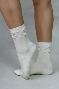LIM LIM SOCK RIBBED PEARL