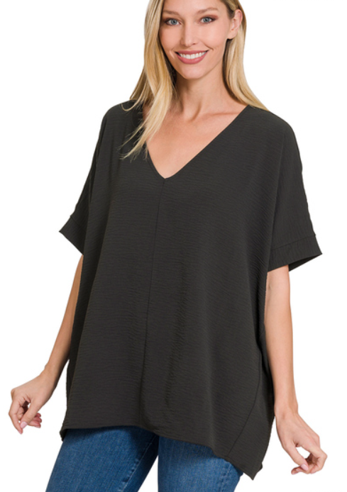 VNECK DOLMAN SHORT SLEEVE TOP