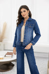 ORANGE DENIM JKT RHINESTONE