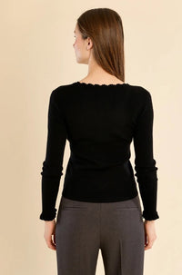 MOLLY SWEATER RIBBED KNIT LACE COLLAR