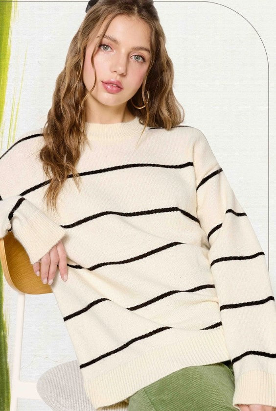 LA MIEL SWEATER STRIPE LOOSE FIT CREWNECK