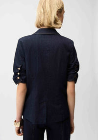 JOSEPH RIBKOFF BLAZER DENIM STRETCH SHORT SLEEVE