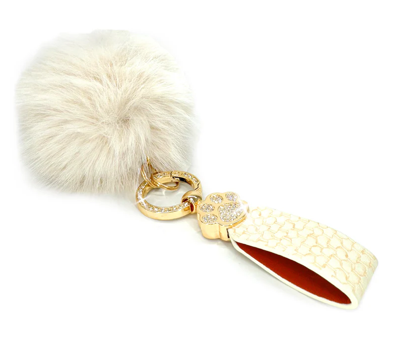 JACQUELINE KENT FAUX FUR POM POM KEYCHAIN