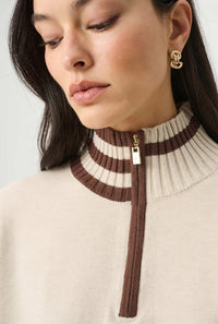 RIBKOFF SWEATER STRIPED MOCK NECK