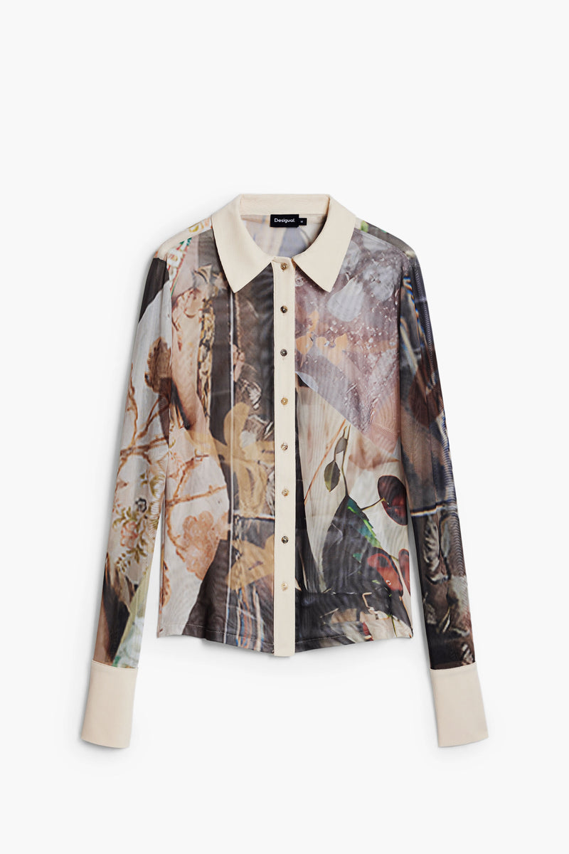 DESIGUAL MESH BTN BLOUSE