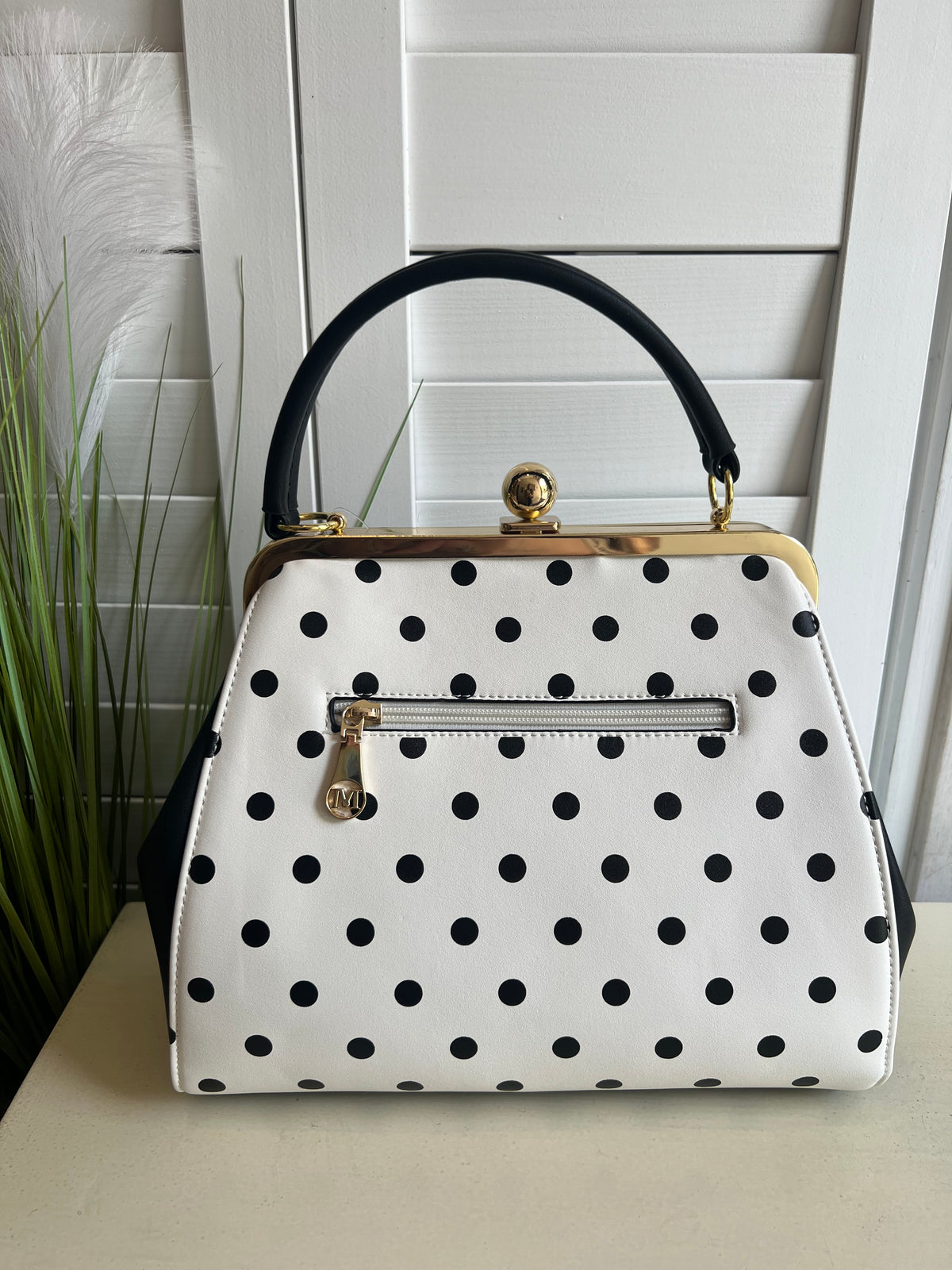 POLKA DOT BAG W BOW TOP HANDLE