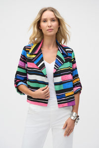 RIBKO BLAZER GAUZE STRIPE PRNT