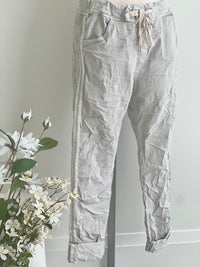 FASHION JOGGER SATIN RHINESTONE STRIPE