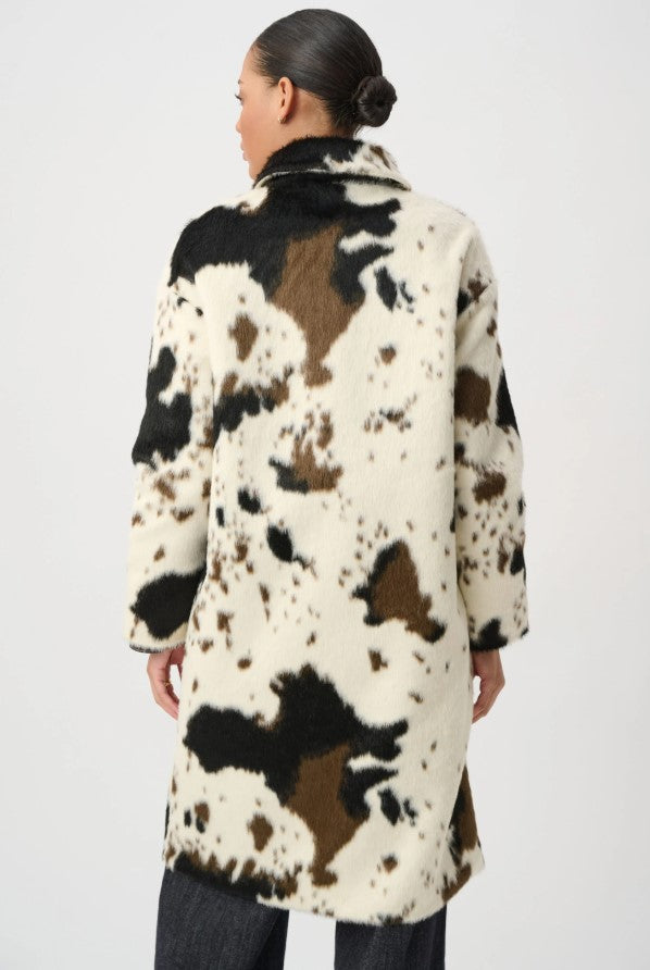 RIBKOFF COAT FAUX FUR COW PRINT