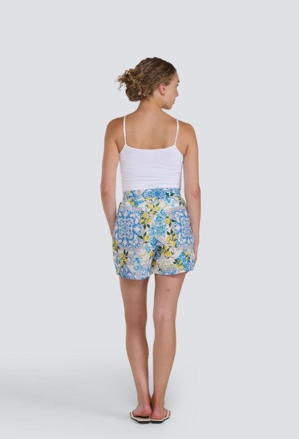 LEMON PRINT LINEN FEEL SHORTS