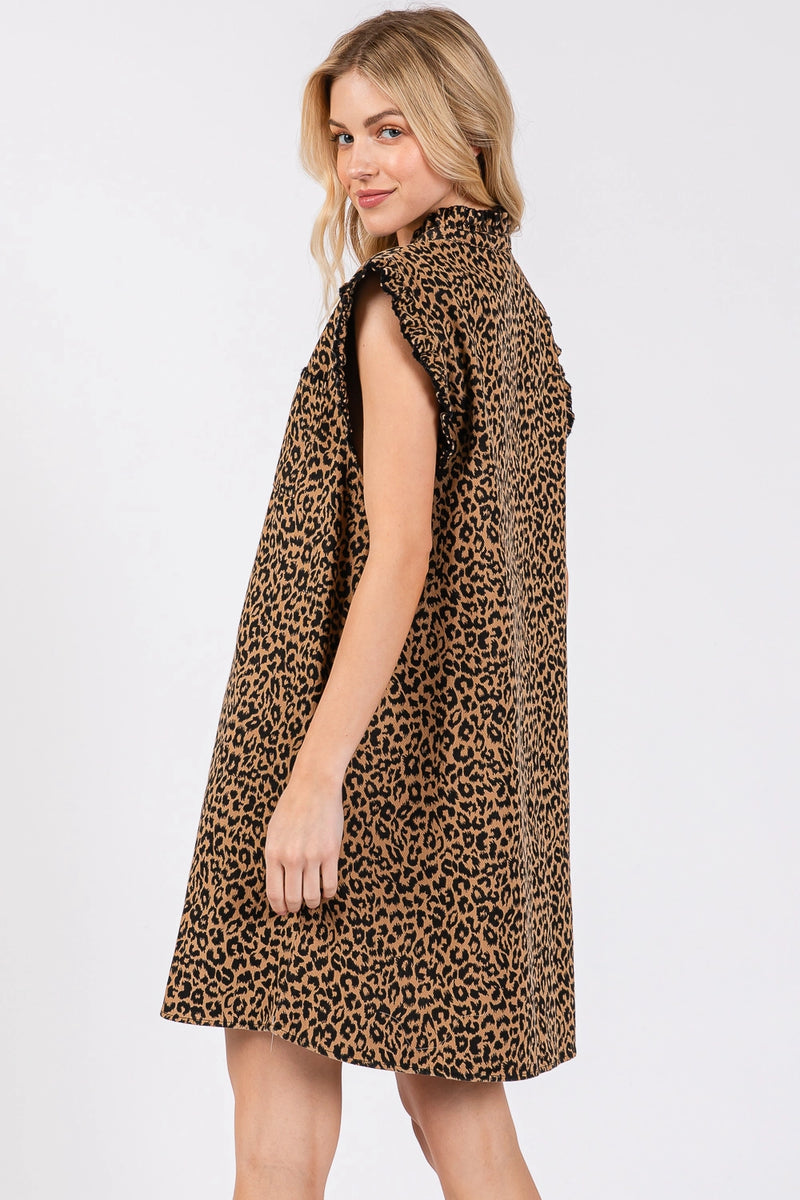 LEOPARD DENIM SHIRTDRESS