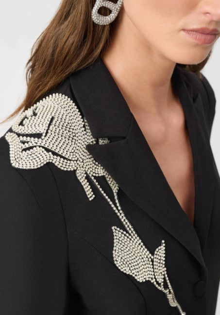 JOSEPH RIBKOFF BLAZER LUX TWILL RHINESTONE APPLIQUE