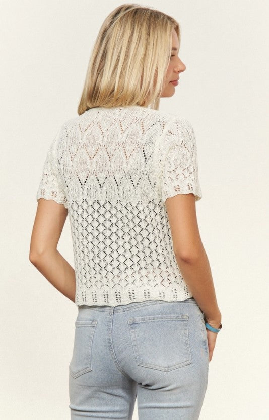 SHORT SLEEVE CROCHET CARDIGAN