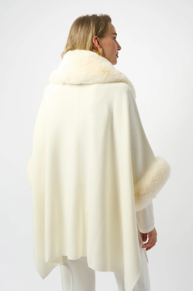 JOSEPH RIBKOFF JAQUARD FAUX FUR CAPE