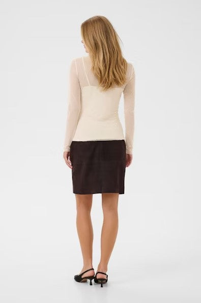 KAFFE TOP MESH LONG SLEEVE EMBELLISHMENT