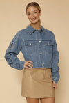 DENIM CROPPED BOW JACKET