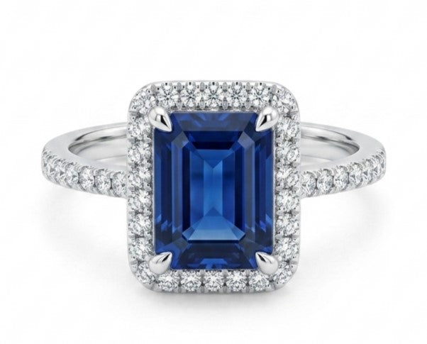 EVERSHINE RING EMERALD CUT STONE PAVE