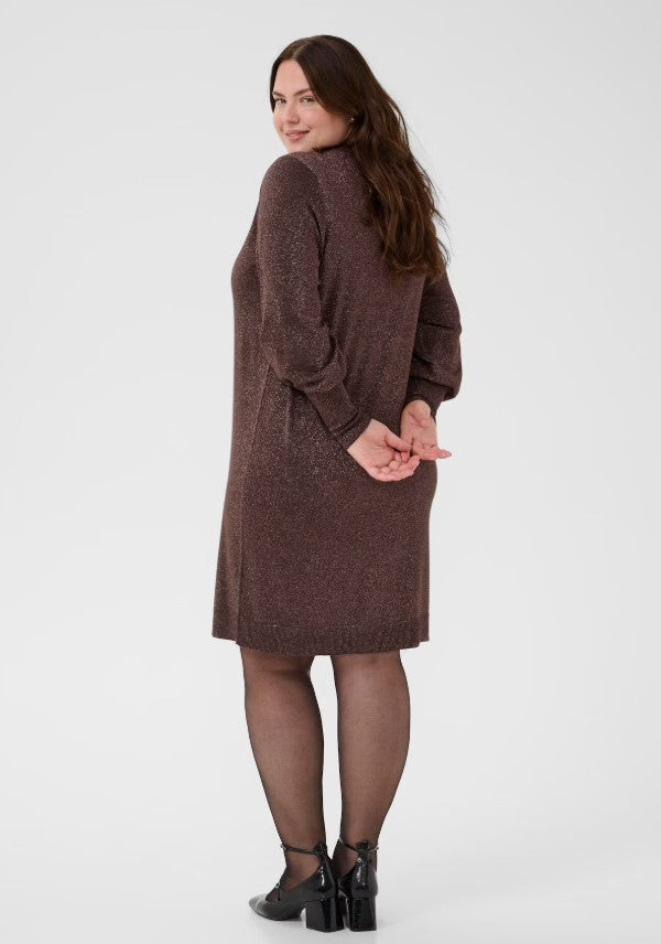 KAFFE CURVE DRESS KNIT V NECK GLITTR