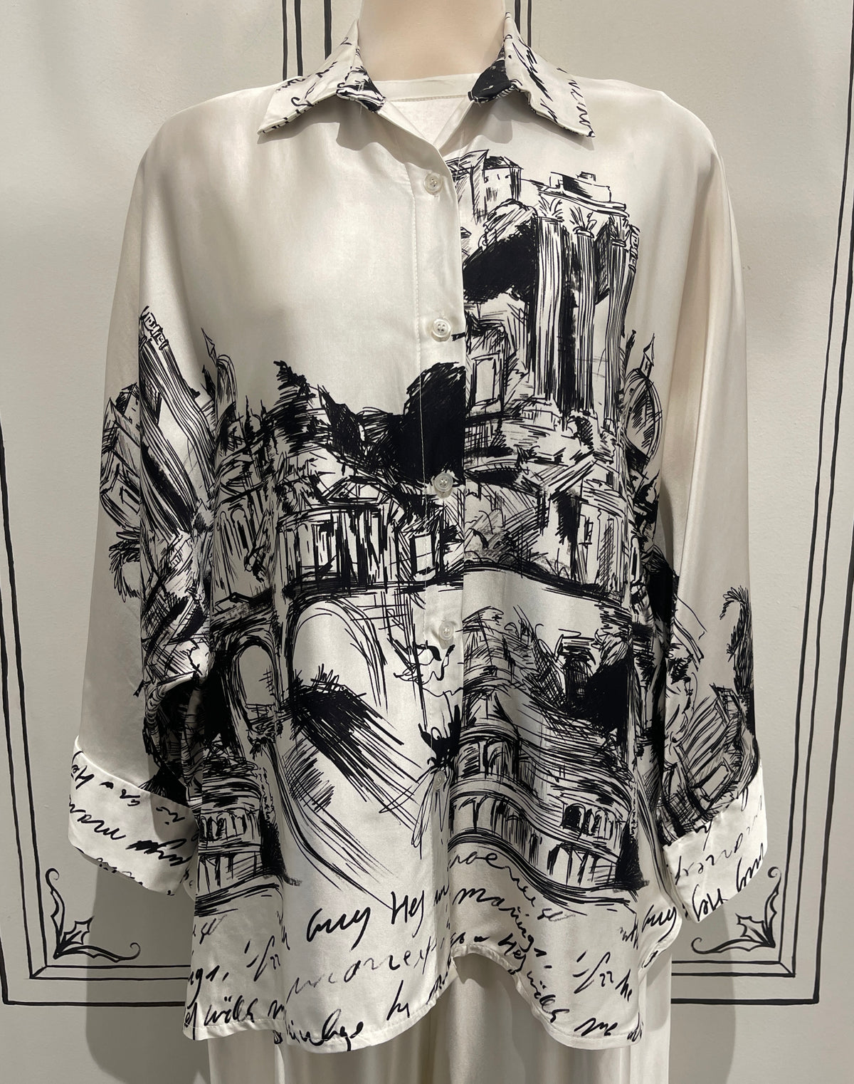2 PIECE SET - 3/4 SLEEVE BUTTON UP WITH PULL ON PANTS