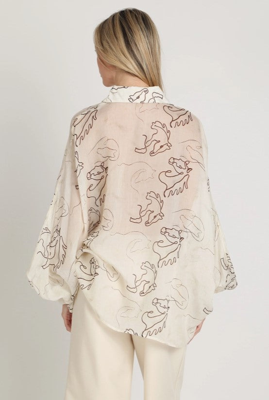 HORSE STENCIL SHEER TOP