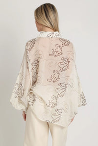 HORSE STENCIL SHEER TOP