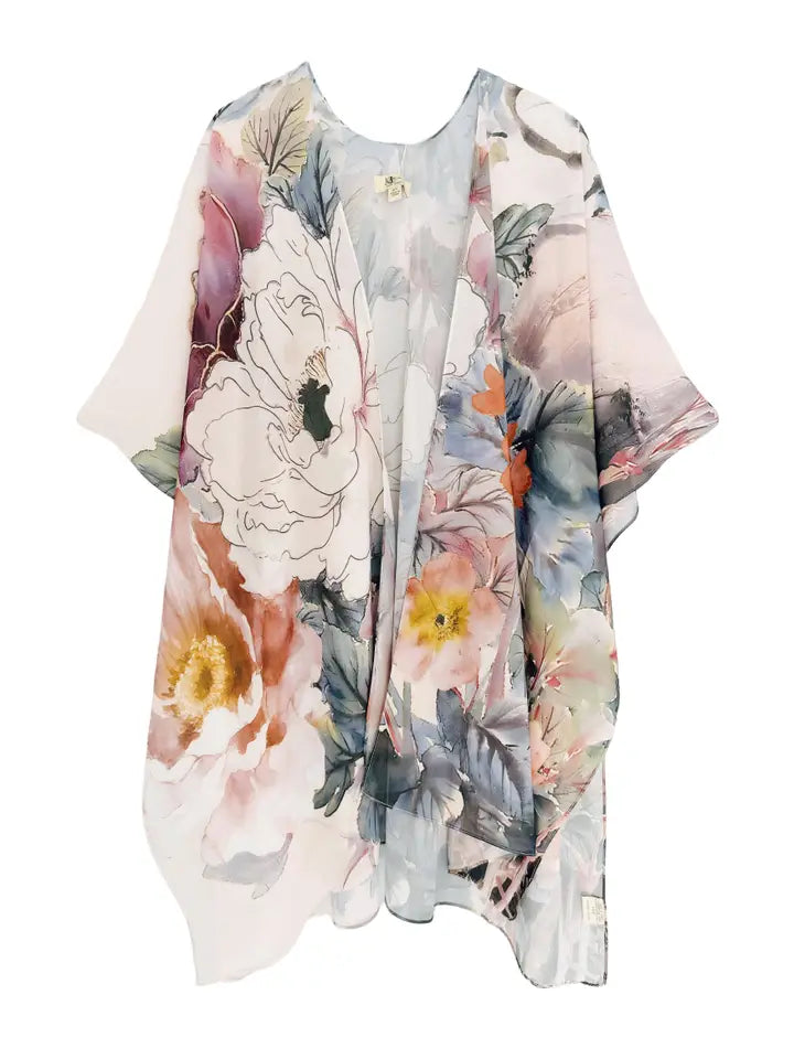 WATERCOLOUR FLORAL KIMONO