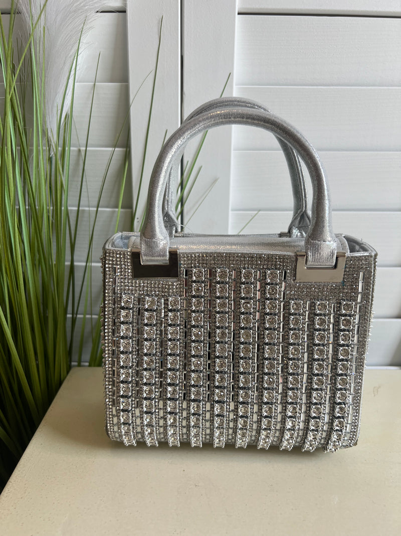CRYST BAG SQUARE RHNSTN SMALL