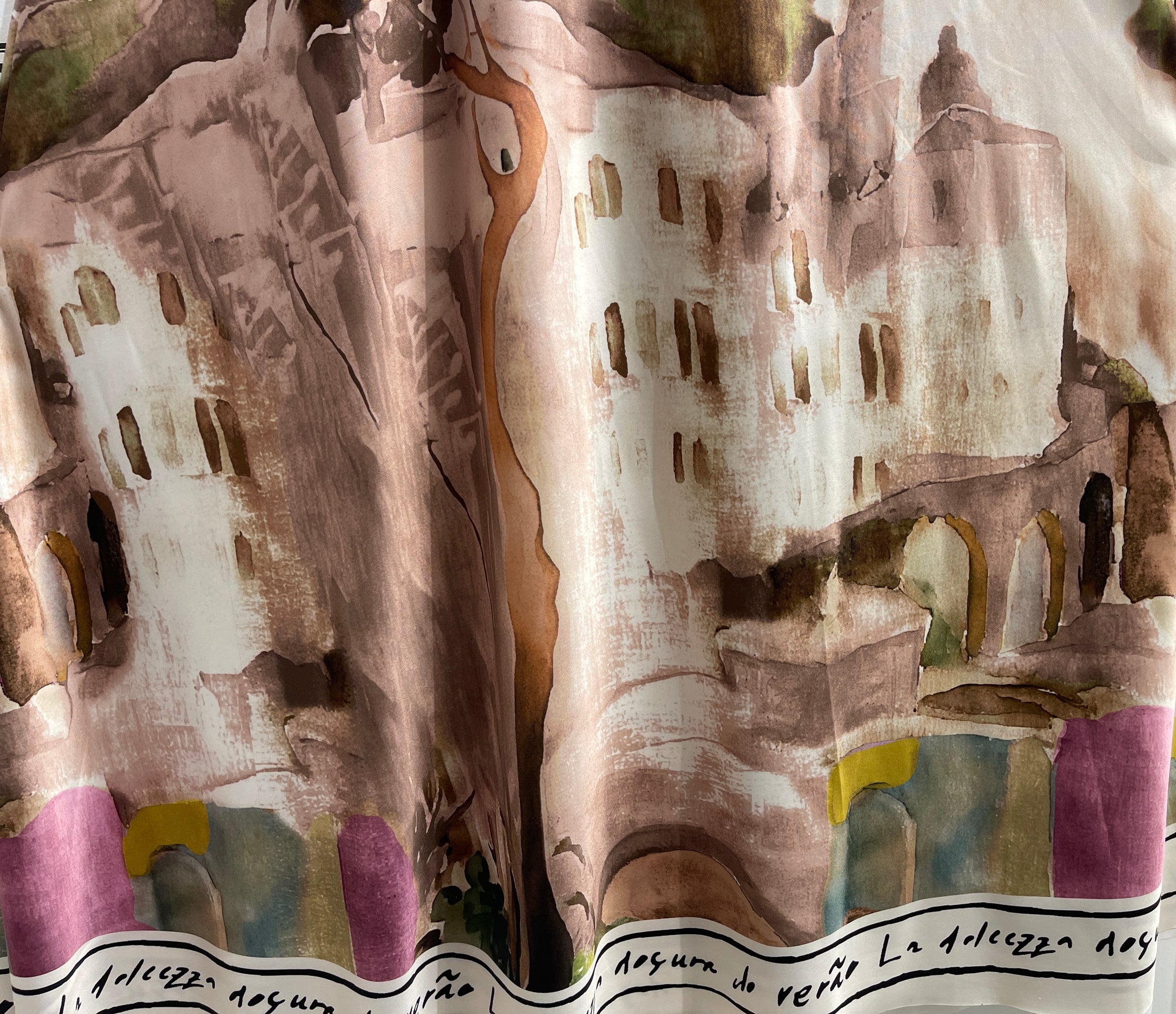 V NECK ABITO WATERCOLOUR DRESS
