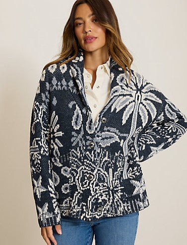 TOMMY CARDIGAN PALM HIBISCUS BLOOMS