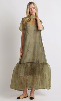 MAXI FLORAL SHEER OVERLAY WITH CAMISOLE DRESS