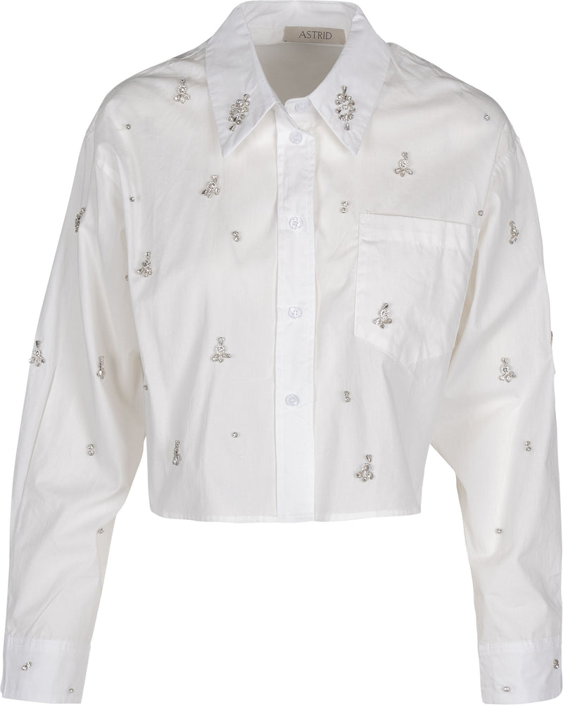 ASTRID CROPPED BUTTON UP WITH RHINESTONE