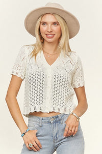 SHORT SLEEVE CROCHET CARDIGAN
