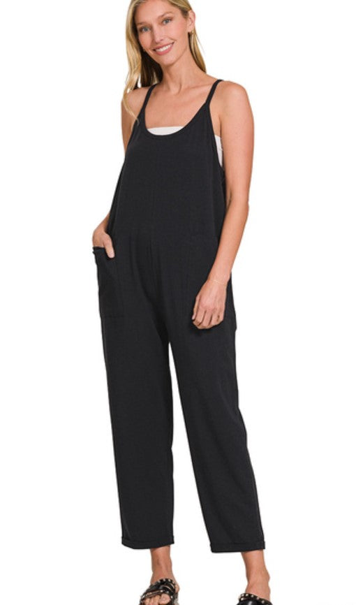 SPAGHETTI STRAP POCKETED JUMPSUIT