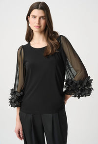 RIBKOFF TOP EMBELLISHED BELL SLEEVE