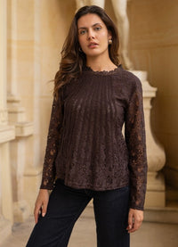 LACE BANDS LONG SLEEVE BLOUSE