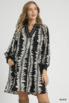 UM DRESS PUFF SLV PRINTED