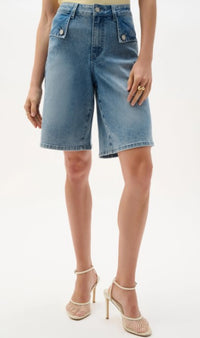JOSEPH RIBKOFF DENIM STRAIGHT JEAN SHORTS