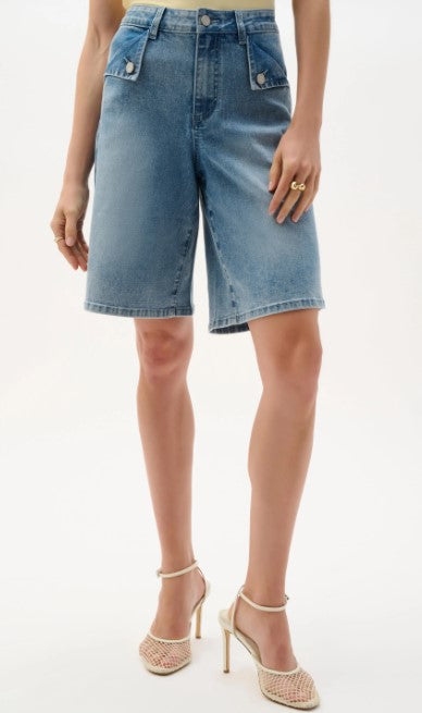 JOSEPH RIBKOFF DENIM STRAIGHT JEAN SHORTS