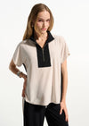 JOSEPH RIBKOFF 1/4 ZIP COLOUR BLOCK TOP