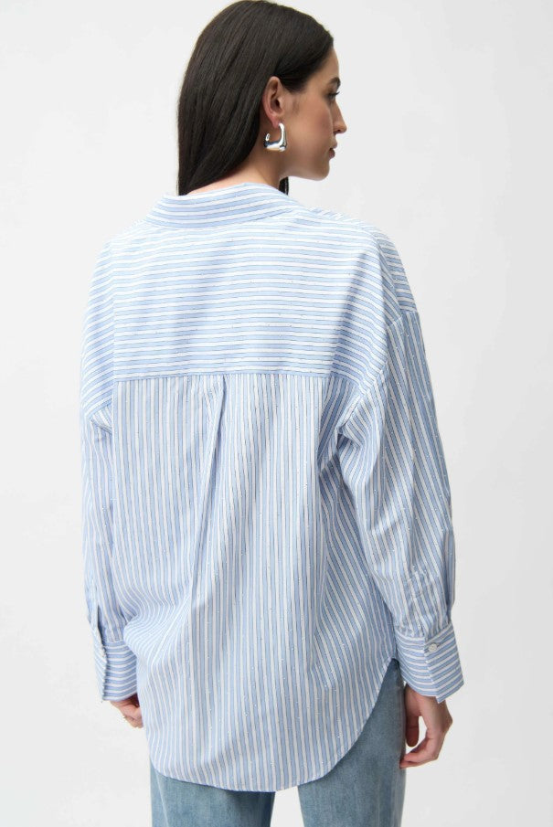 JOSEPH RIBKOFF STRIPE POPLIN SHIRT