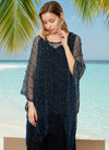 CROCHET KNIT SLEEVED PONCHO W/FRINGE